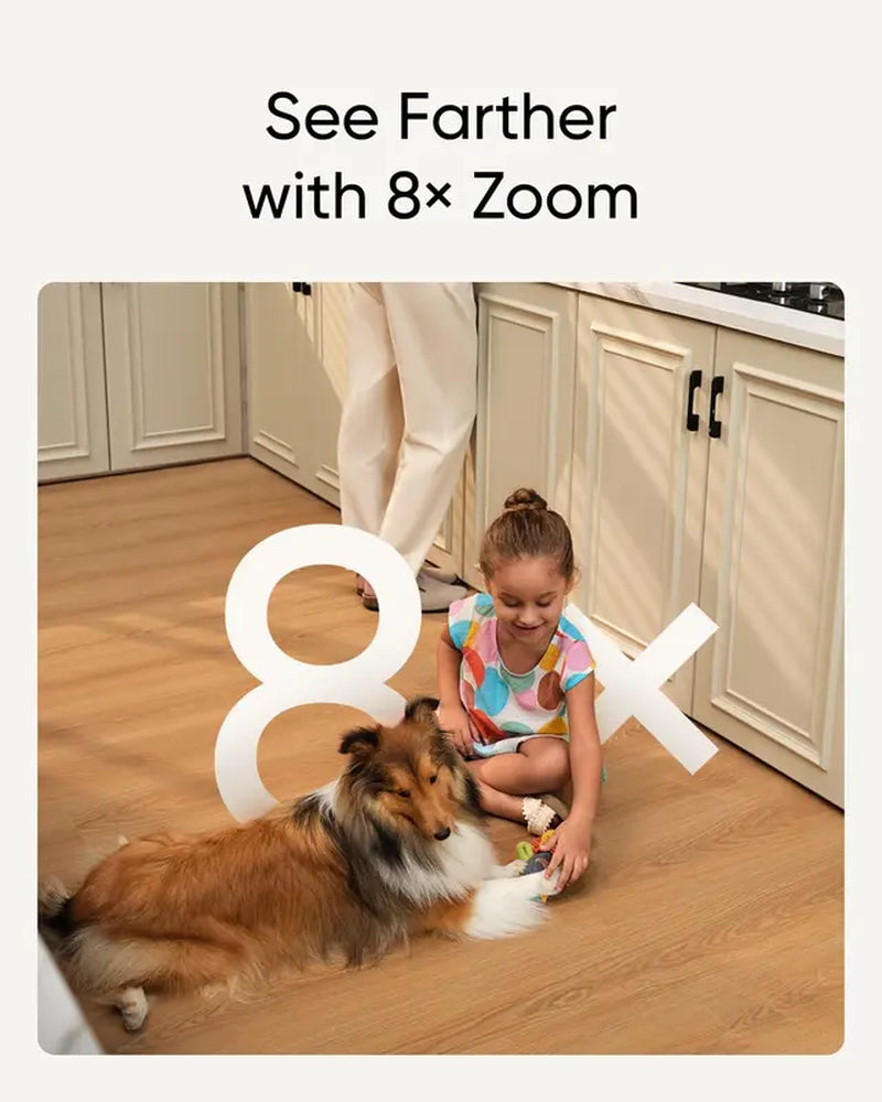 Eufy Security Indoor Cam S350, Dual Cameras, 4K UHD Resolution Security Camera with 8× Zoom and 360° PTZ, Human/Pet AI, Ideal for Baby Monitor/Pet Camera/Home Security, Dual-Band Wi-Fi 6, Plug In