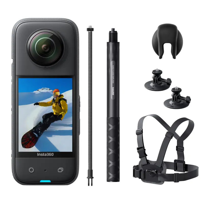 Insta360 X3 - Waterproof 360 Action Camera with 1/2" 48MP Sensors, 5.7K 360 Active HDR Video, 72MP 360 Photo, 4K Single-Lens, 60Fps Me Mode, Stabilization, 2.29" Touchscreen, AI Editing, Live Stream