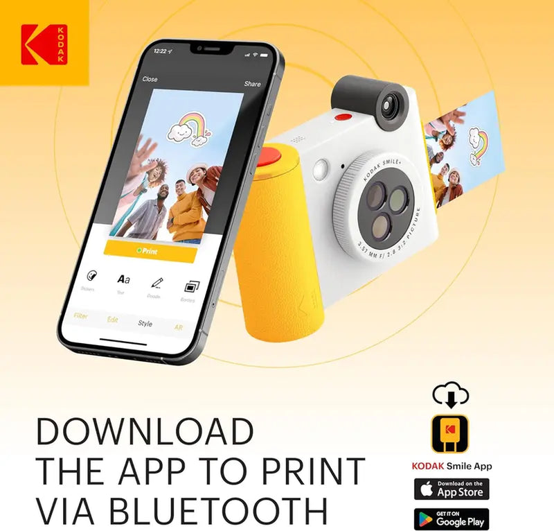 KODAK Smile+ Wireless Digital Instant Print Camera with Effect-Changing Lens, 2X3” Sticky-Backed Photo Prints, and Zink Printing Technology, Compatible with Ios and Android Devices